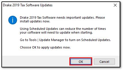 Image of "Tax Software Updates" window